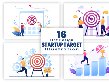 16 Startup Target of Goal Achievement Illustration
