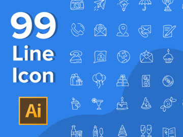99 Line Drawing Icon Set VS2