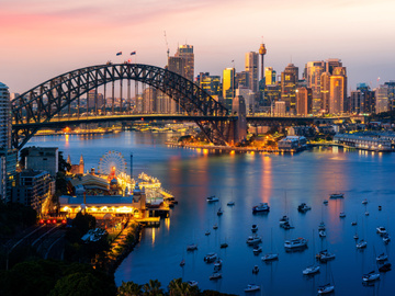 Sunset over Sydney harbour