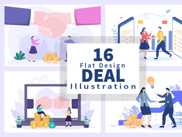 16 Two Businessmen Reach a Deal Shaking Hands Vector