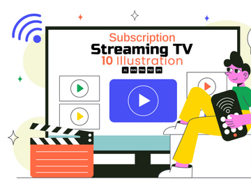 10 Online Subscription Streaming TV Illustration