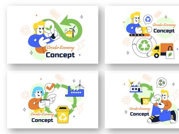 10 Circular Economy Vector Illustration