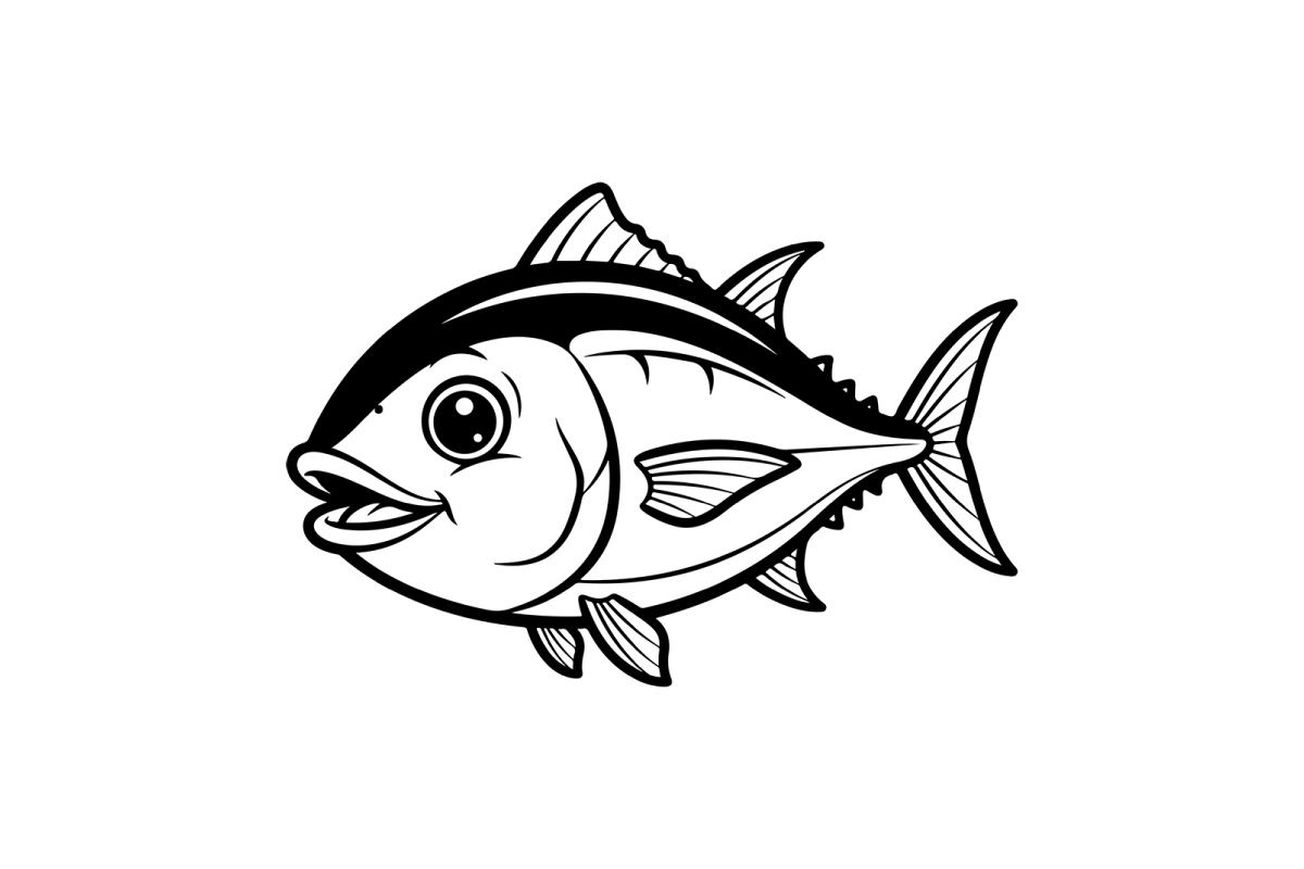 Cute smiling tuna fish vector illustration flat design