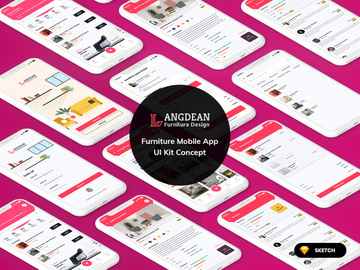 Furniture Mobile App UI Kit Light Version (SKETCH)