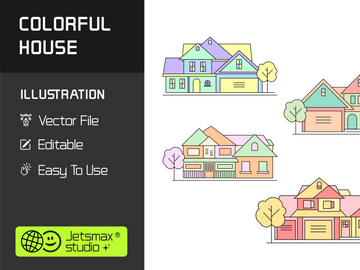 Colorful House Illustration Vector Bundle
