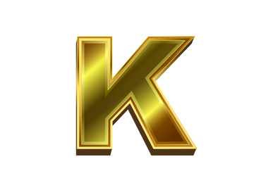 3d golden letter. Luxury gold English alphabet on white background