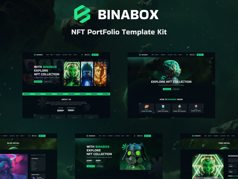 BinaBox NFT Portfolio Template Kit by Unix Designstudio EpicPxls