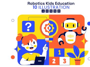 10 Robotics Kids Education Illustration