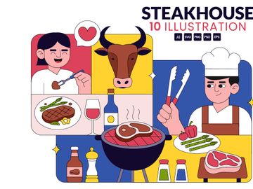 10 Steakhouse Restaurant Illustration