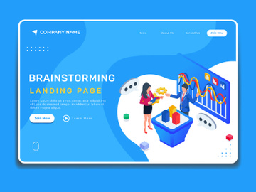 Business brainstroming concept. Landing page illustration template.