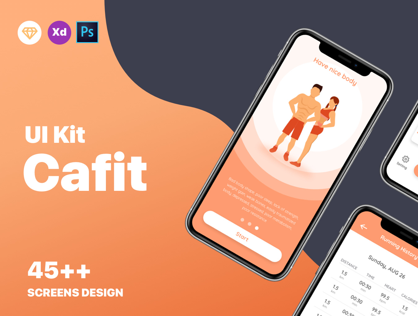 Cafit 锻炼用户界面套件(Cafit Workout UI Kit)插图