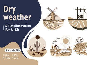 Windmill on a dry landscape