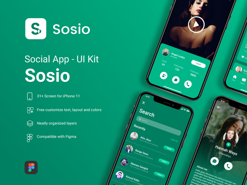 Sosio - Social Application Mobile UI Kit by Wfa studio ~ EpicPxls
