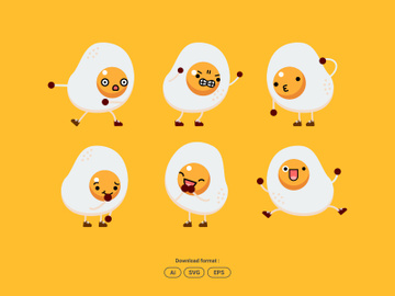 Cute Egg Character Set Expression Logo Mascot Icon