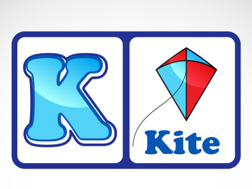 Alphabet flashcards for kids. Educational preschool learning ABC card with an element.