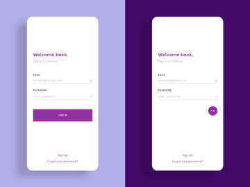 Sign in screens concept with 2 options
