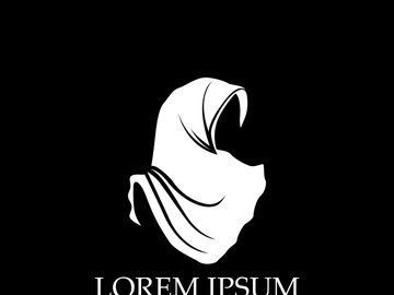 Hijab logo black background vector