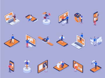 Isometric User interface Icon Set