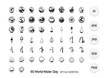 World Water Day Element Draw Black
