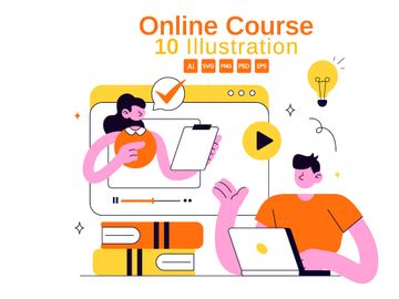 10 Online Course Vector Illustration