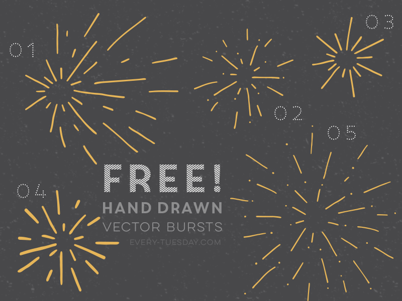 免费手绘的矢量爆裂物(Free Hand Drawn Vector Bursts)插图