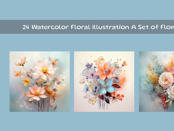 Watercolor Floral Illustration A Set of Flowers