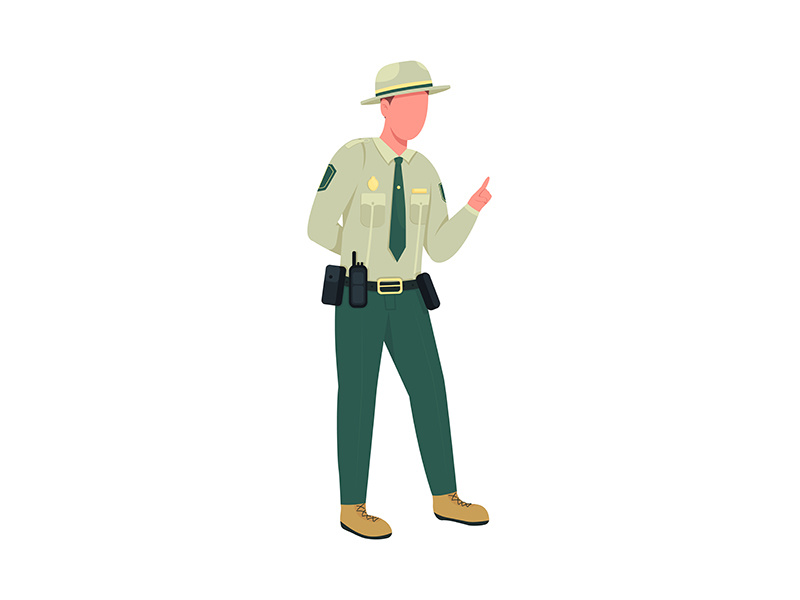 Environmental police male officer flat color vector ~ EpicPxls