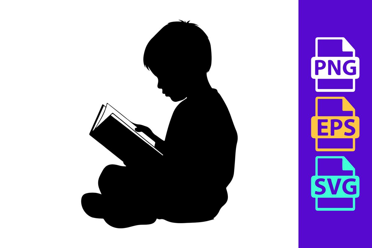 Boy Reading Book Silhouette