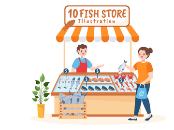 10 Fish Store Illustration
