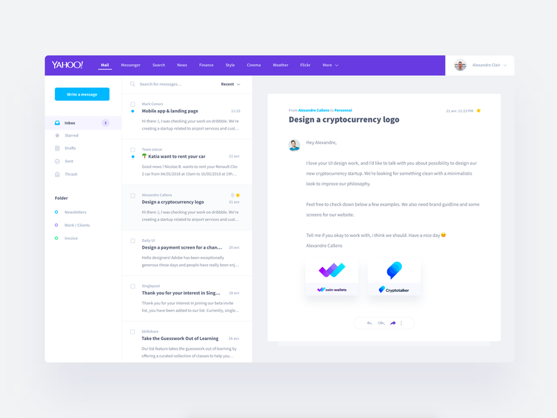 Yahoo Mail Redesign - UI Kit by Alexandre Clair ~ EpicPxls
