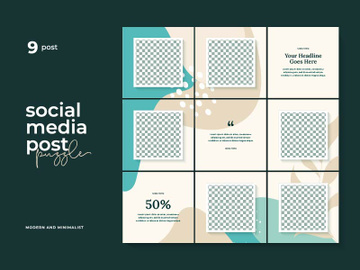 Social Media Post Template Instagram Puzzle Vector