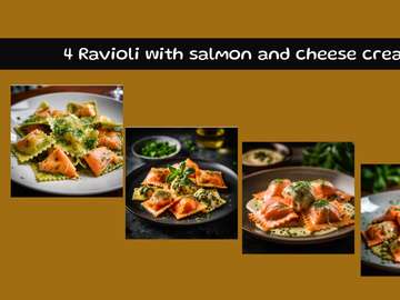 Ravioli with salmon and cheese cream