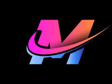 Initial English alphabet with a swoosh logo template. Modern vector logotype for business and company identity