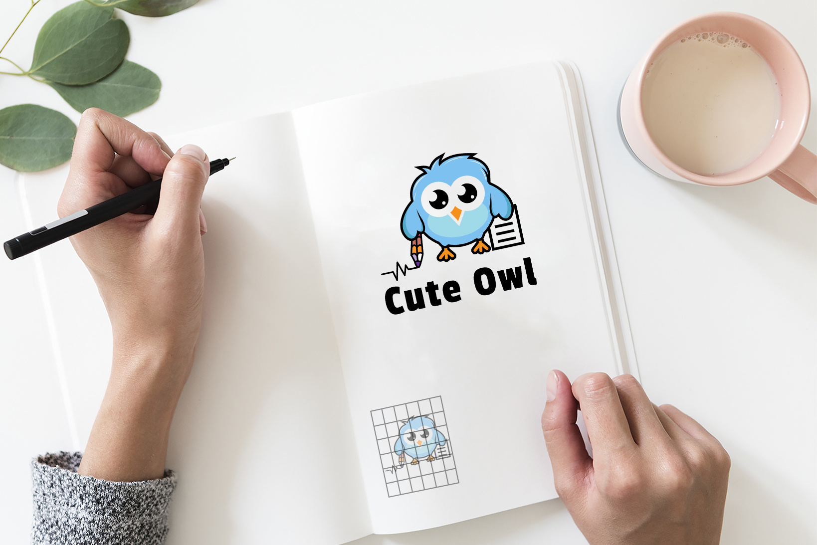 Cute Owls Learn - Modelo de Logo