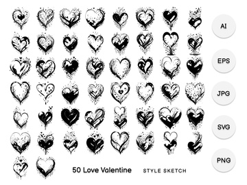Love Valentine Element Draw Black