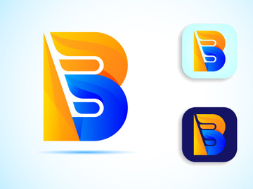 Abstract initial alphabet B logo design. Multi-color gradient letter icon vector illustration.