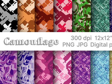 Camouflage digital paper set