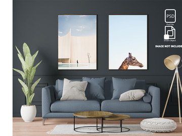 Interior concept in a frame mockup
