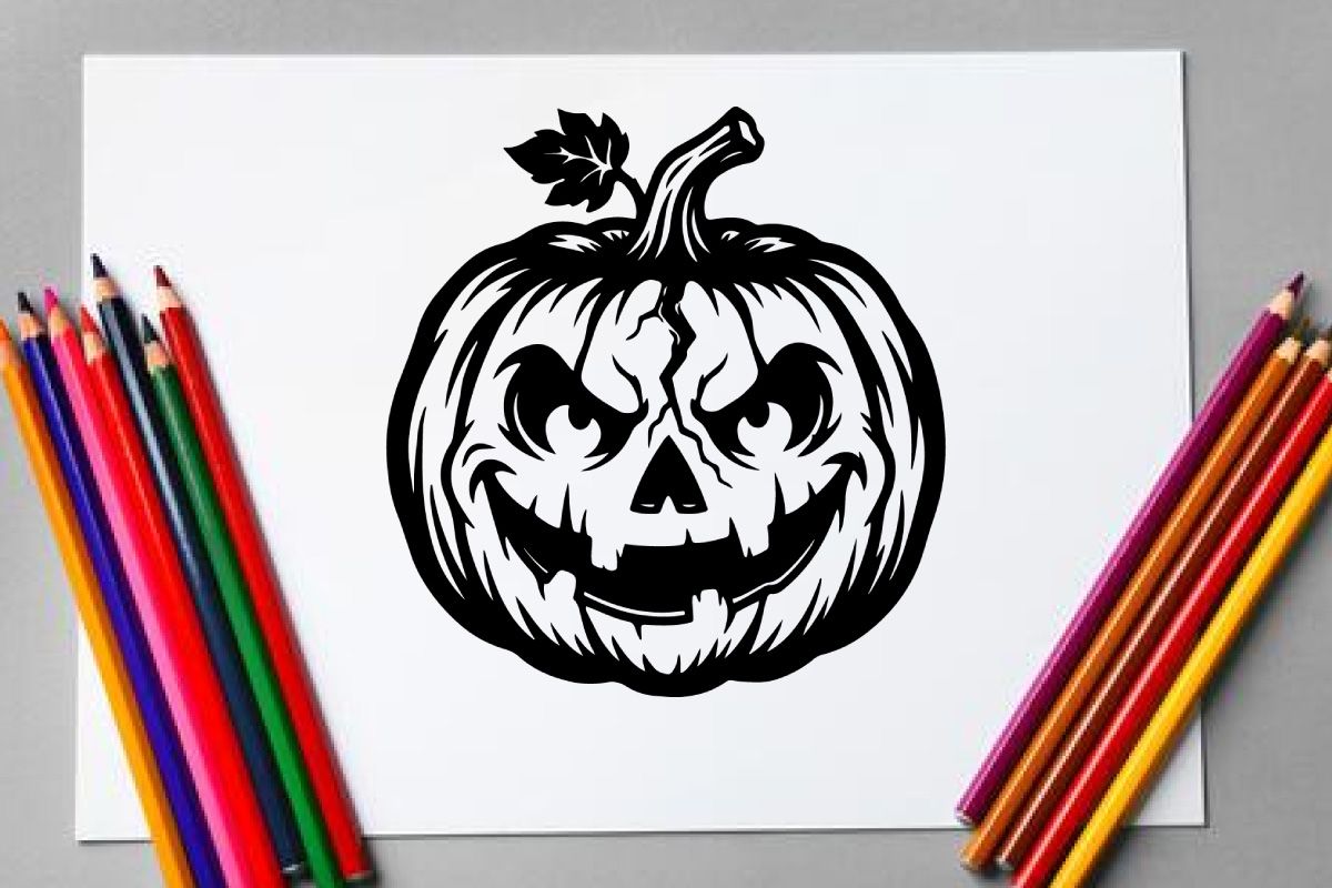 Abóbora de Halloween Assustadora com Rosto de Jack-o'-Lantern Sinistro