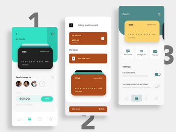 My cards screen with 3 options