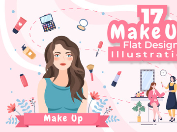 17 Make Up Cosmetics Collection Illustration