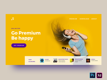 Music Landing Page Freebie XD PSD