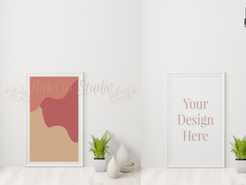 Frame mockup on the floor in interior