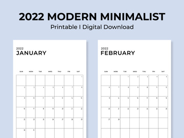 Monthly Calendar Vertical Printable Calendar Template Year 2022