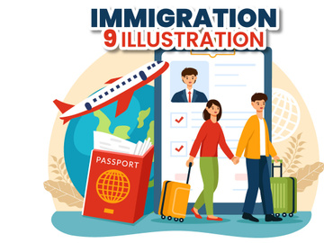 9 Immigration Vector Illustration