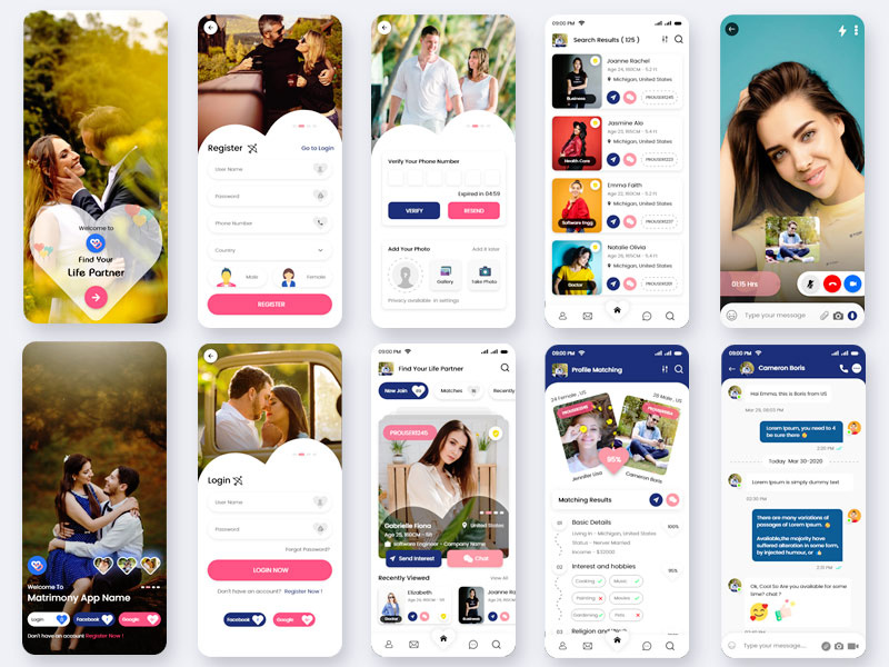 Find Your Life Partner Matrimony Mobile App UI Kit