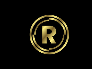 Golden English alphabet with golden circle frames. English alphabet, vector illustration