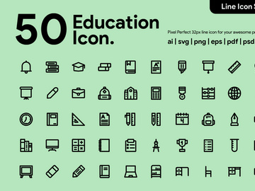 50 Education Line Icon