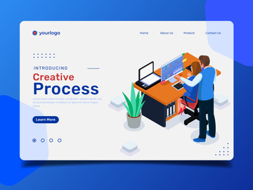 Creative process landing page illustration template