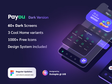 Payou digital wallet app Dark UI kit